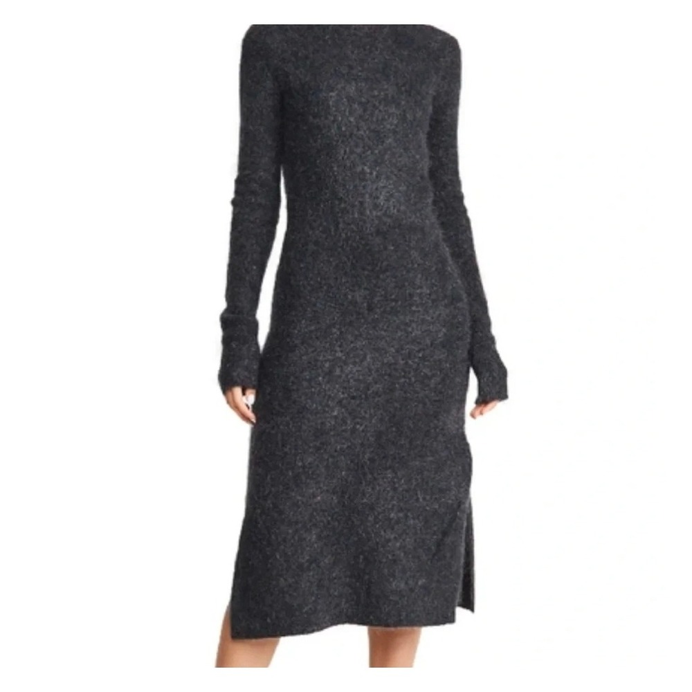 Acne Studios Mohair Wool Blend Midi Sweater Dress Charcoal Grey Size Small S